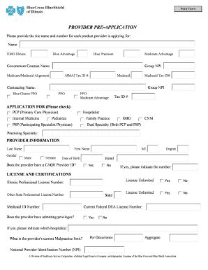 Fillable Online Blue Precision Hmo Form Fax Email Print Pdffiller