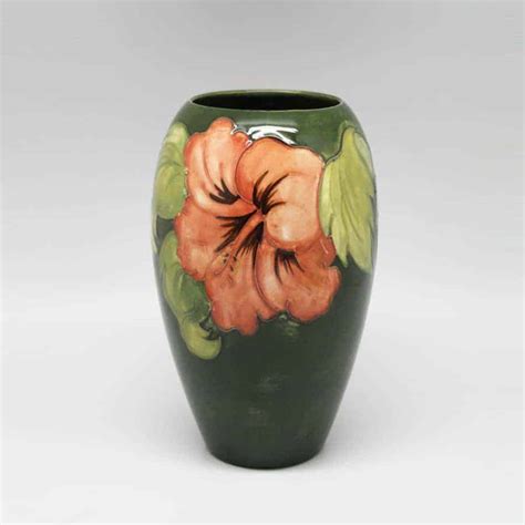 Moorcroft Coral Hibiscus Vase Clyde On 4th Antiques Collectables