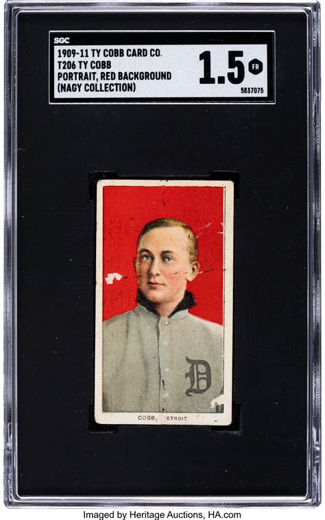 1909-11 T206 Ty Cobb Portrait Red Background with Ty Cobb Back SGC ...