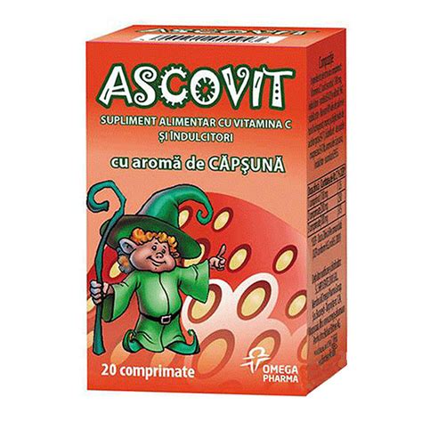 Ascovit Cu Aroma De Capsuni 100mg 20 Comprimate Omega Pharma Pret