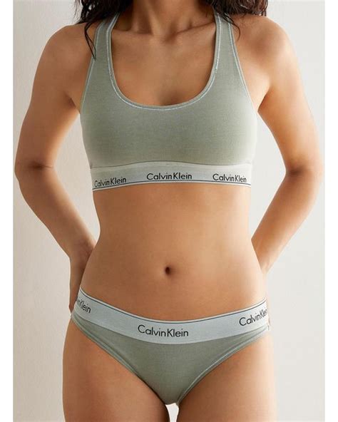 Calvin Klein Mineral Dye Signature Bikini Panty In Green Lyst