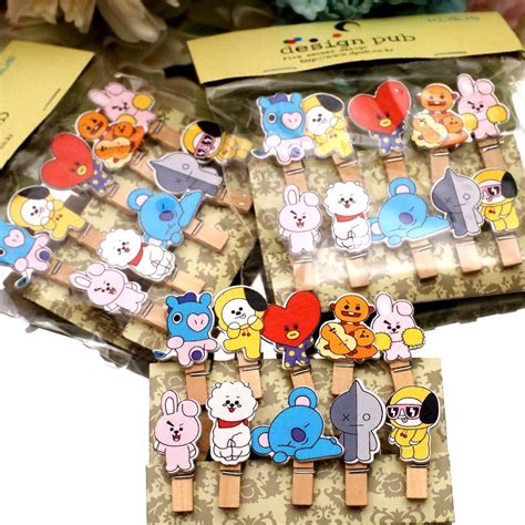 Jual Jepitan Foto Bt Bts Set Isi Tali Jepit Kayu Kertas Wooden