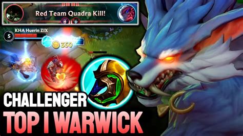 Wild Rift Warwick Top Warwick Quadrakill Challenger Ranked Youtube