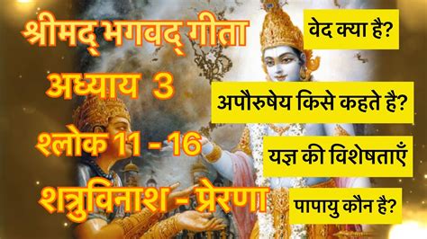 श्रीमद् भगवद् गीता ।यथार्थ गीता ।bhagwad Geeta अध्याय 3 Shlok 11 16