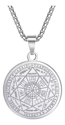 Collar Medalla De Los Siete Arc Ngeles Sello Dije Amuleto Protecci N