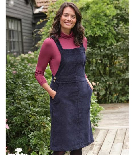 Navy Cord Pinafore Dress Woolovers Uk