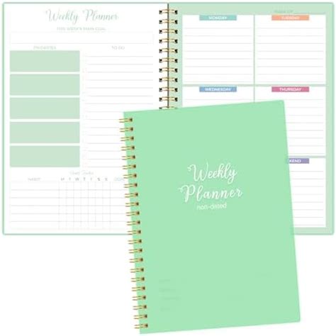 Weekly Planner Notebook 52 Pages Undated A5 Diary To Do List Notebook