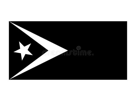 Timor Leste Flag Black And White Country National Emblem Banner