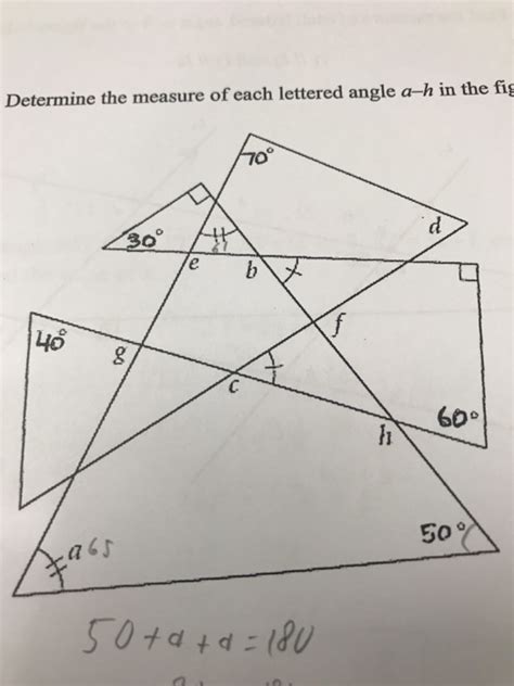 Solved Determine The Measure Of Each Lettered Angle A H In Chegg