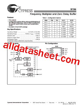 W Datasheet Pdf Cypress Semiconductor