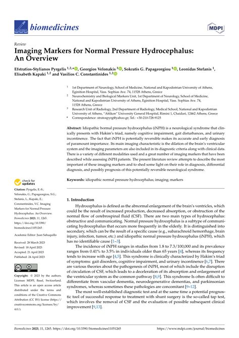 Pdf Imaging Markers For Normal Pressure Hydrocephalus An Overview