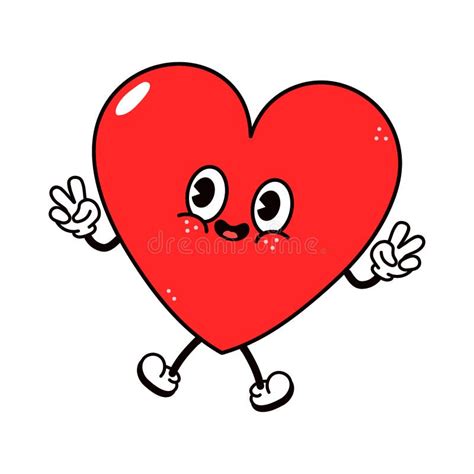 Cute Funny Heart Character Vector Hand Drawn Traditional Cartoon