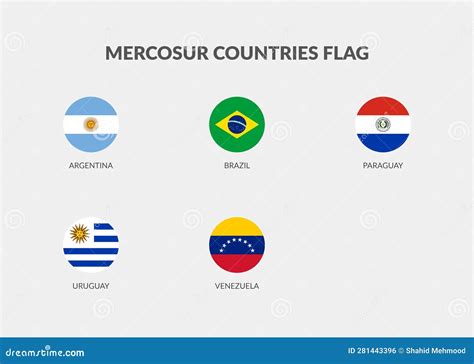 Mercosur Countries Flag Icons Collection Stock Vector - Illustration of ...