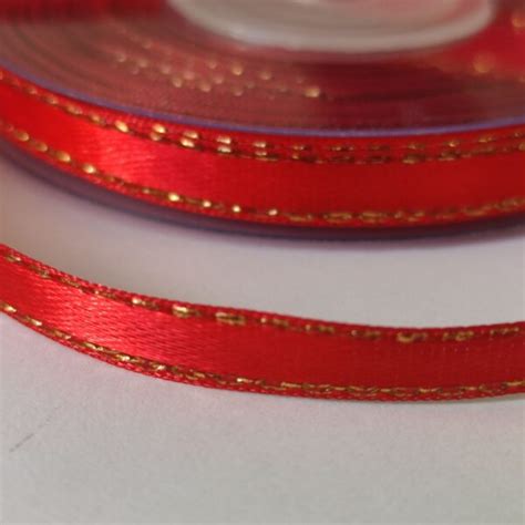 Fita De Cetim Lurex 6 Mm Vermelho Dourado Atelier Das Artes