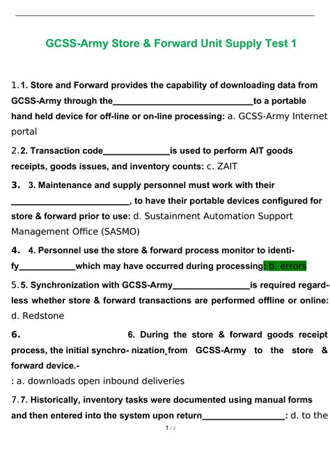 Gcss Army Store Forward Maintenance Test Latest Gcss Stuvia Us