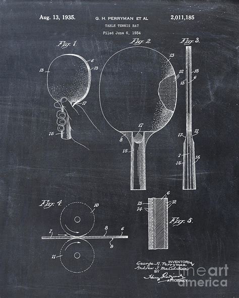 Ping Pong Paddle Patent Print Digital Art By Visual Design Fine Art