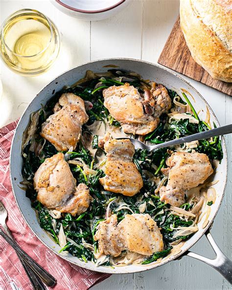 Chicken Thigh Skillet With Spinach Chicken Thighs And Spinach Recipe