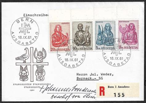 1961 R FDC EVANGELISTEN Serie SBK 300 Speziell Top Ab 1 Kaufen