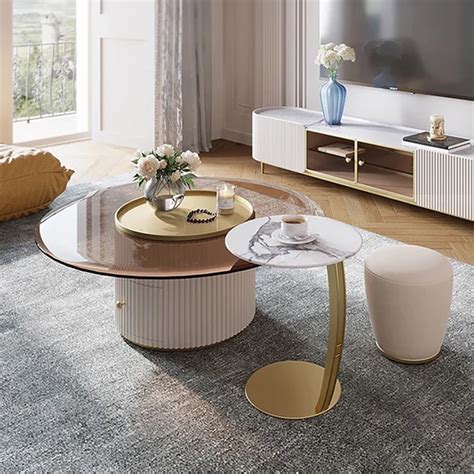 Nasir Modern Round Coffee Table Set