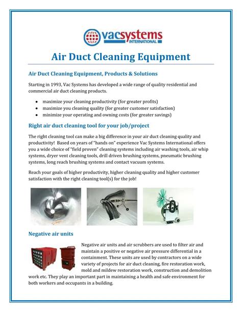 Ppt Air Duct Cleaning Equipment Powerpoint Presentation Free Download Id7225074