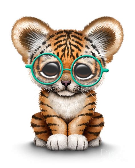 Cute Tiger Cub Wearing Glasses Digital Art By Jeff Bartels