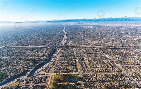 Aerial View Of A Freeway Intersection In Los Angeles Stock Photo