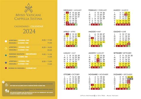 Calendario Musei Vaticani 2024 Genna Jordana