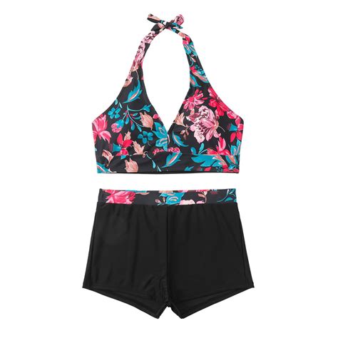 Swimwear Women S Split Triangle Bikini Printed Solid Color Set Swimwear