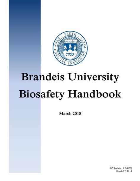 Pdf Brandeis University Biosafety Handbookbrandeis University