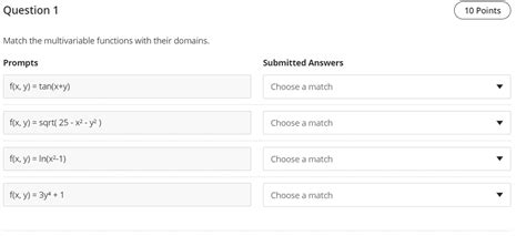 Solved Question 1 10 Points Match The Multivariable