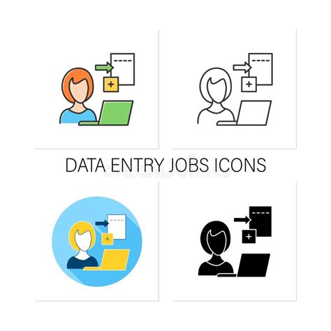 Data Entry Jobs Icons Set Stock Illustration Illustration Of Jobs