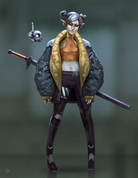 Artstation Female Dark Elf Cyberpunk