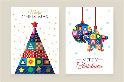 Free Vector Christmas Poster Template With Colorful Geometric Shapes