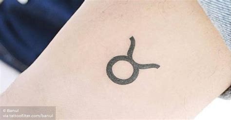 Minimalist Taurus Zodiac Symbol Tattoo On The Ankle