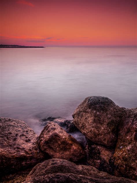 Horizon Sunset Rocks Blocks Stones HD Phone Wallpaper Peakpx