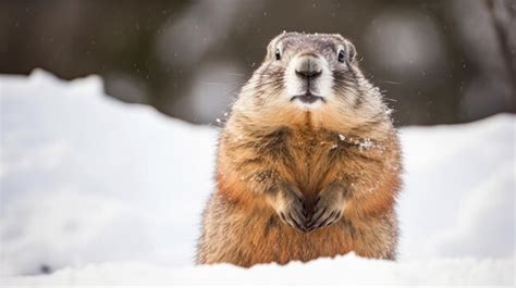 Premium AI Image | Cute Groundhog Embraces Winter on a Snowy Day