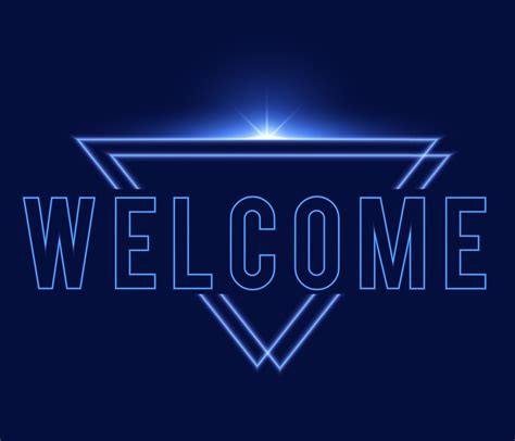 Welcome sign dark blue with light neon effect shiny glow eps vector ...