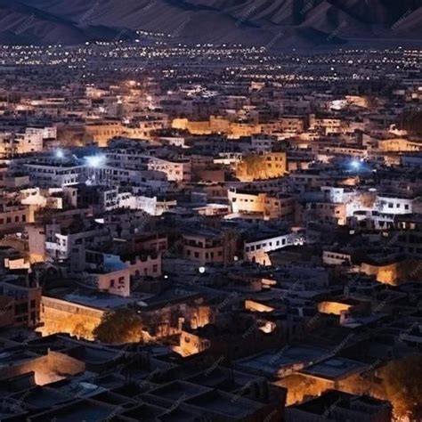 Premium AI Image | aerial night view with moon of leh city from leh ...