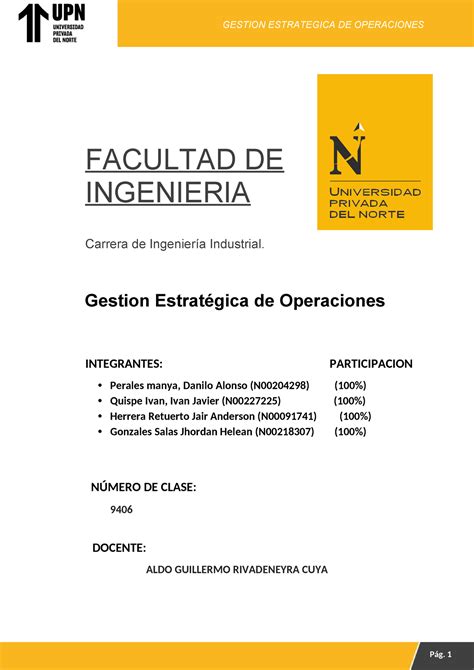 T1 Gestion Estrategica De Operaciones Ultimo Facultad De Ingenieria