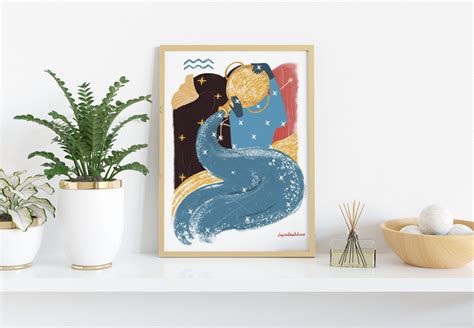 Aquarius Zodiac Sign Art Print aquarius Birthday Gift - Etsy