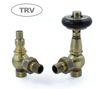 Wyvern Amberley Antique Brass Angled Thermostatic Radiator Valves