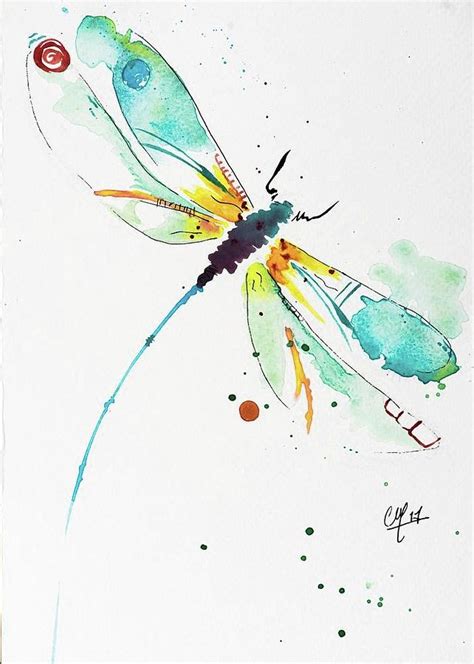 Watercolour Dragonfly Painting By Charlie Miller Pixels