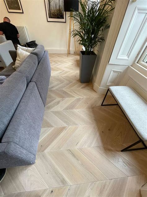 White Washed Chevron Wood Flooring Edinburgh London