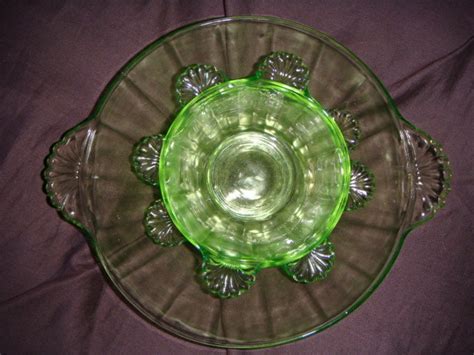 Green Depression Glass Fruit Bowl Set