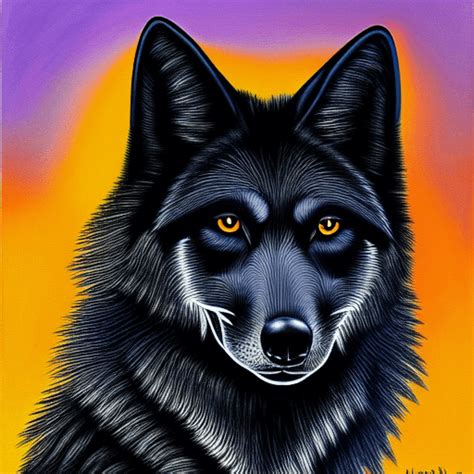 Black Wolf Painting · Creative Fabrica