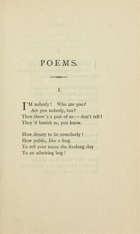 I M Nobody Who Are You Emily Dickinson Emily Dickinson Poems