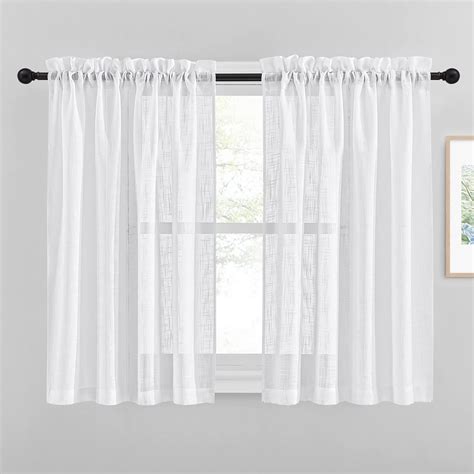 Nicetown White Sheer Curtains Inches Long Rod Pocket Rideau For