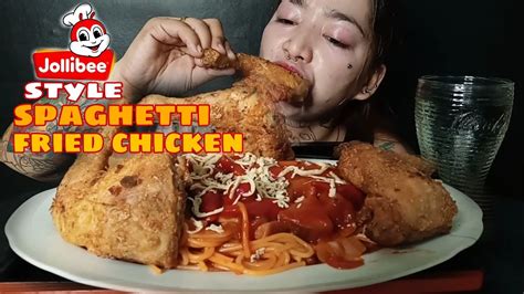 JOLLIBEE STYLE SPAGHETTI CHICKEN JOY MUKBANG PINOY MUKBANG FILIPINO