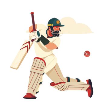 Cricket Player In Action Cricket Team Character Poses Flat Cartoon