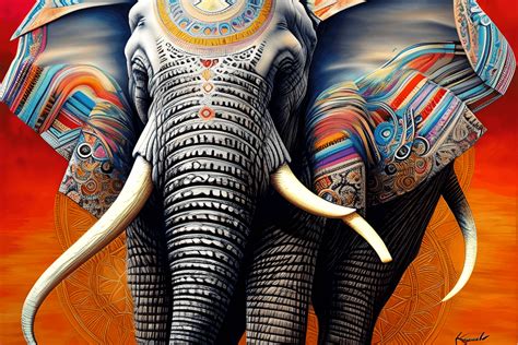 Sfondo Mandala Con Elefante Bohémien Surreale Iper Realistico